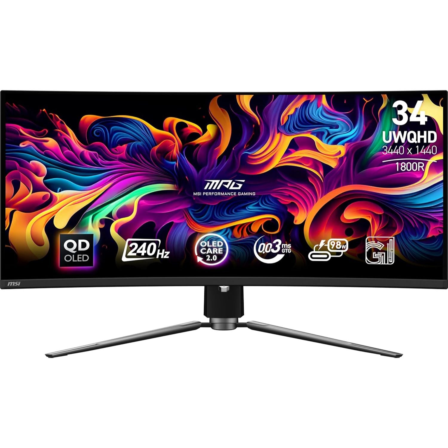 MSI MAG 341CQPX, 34-inch UWQHD OLED Curved gaming monitor, 240Hz