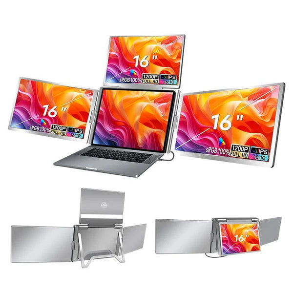 Portable Screen S788, 16-inch FHD Quad screen, triple display extender, One-cable connectivity
