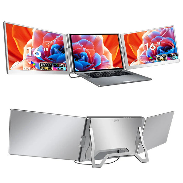 Portable Screen S888, 16-inch FHD triple screen, double display extender, One-cable connectivity