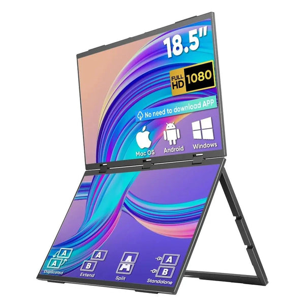 Portable Screen S50, 18-inch FHD Dual Screen, Frameless, Adjustable stand