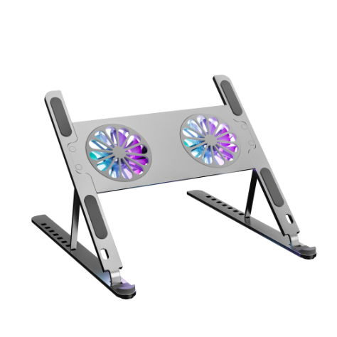 Metal Laptop Foldable Stand with x2 Cooling RGB Fans Type-C